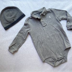 Ralph Lauren collared onsie with beanie